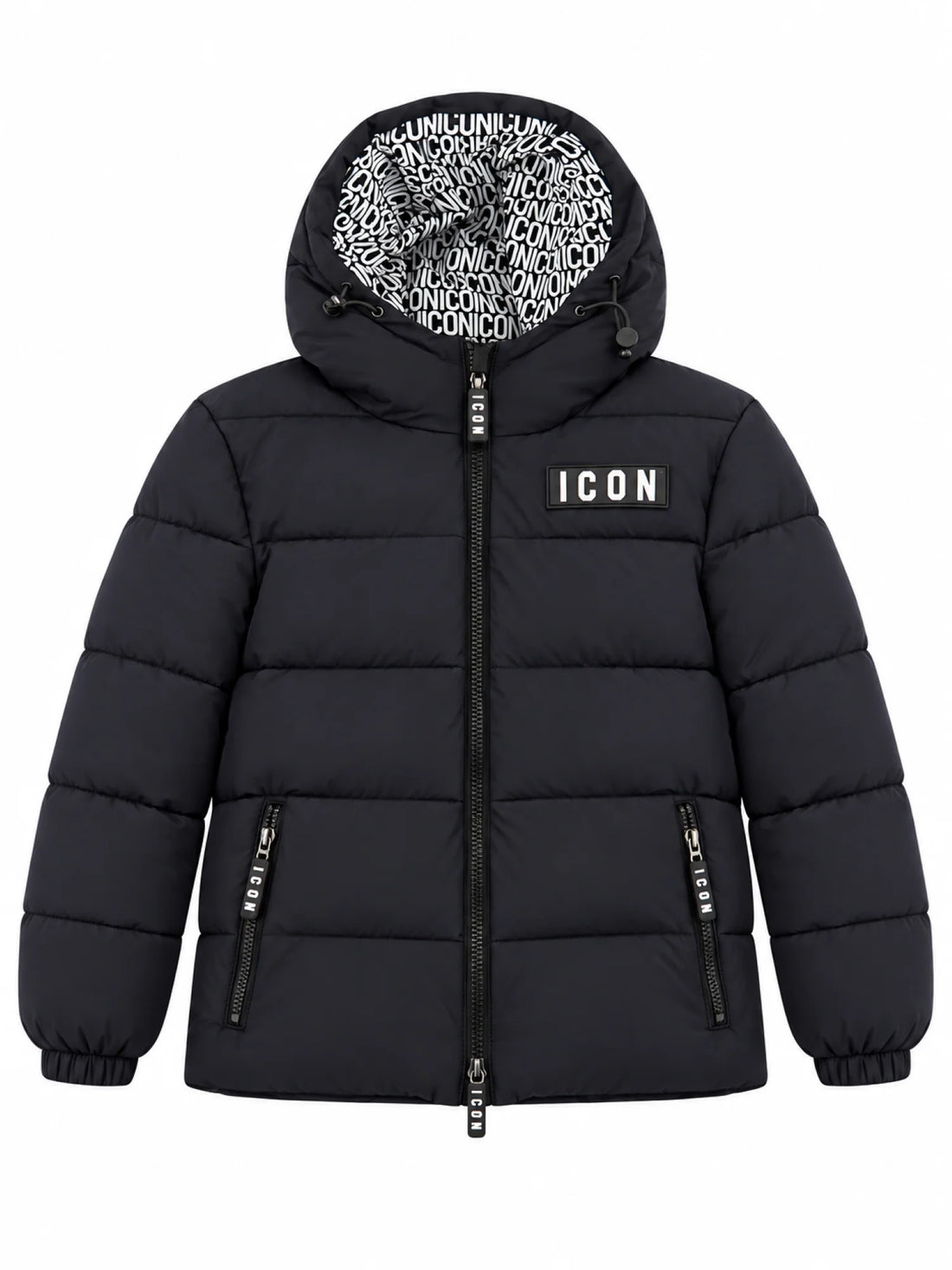 Icon piumino trapuntato bambino con cappuccio nero