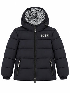 Icon piumino trapuntato bambino con cappuccio nero