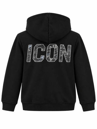 Icon felpa con zip e cappuccio bambino stampa logo nero IBSW001357 9000 ICON