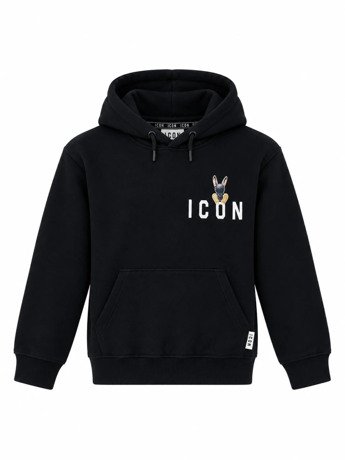 Icon felpa bambino con cappuccio stampe logo nero