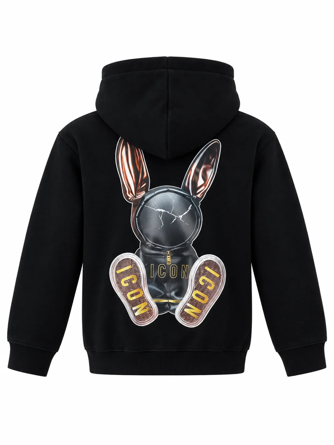 Icon felpa bambino con cappuccio stampe logo nero