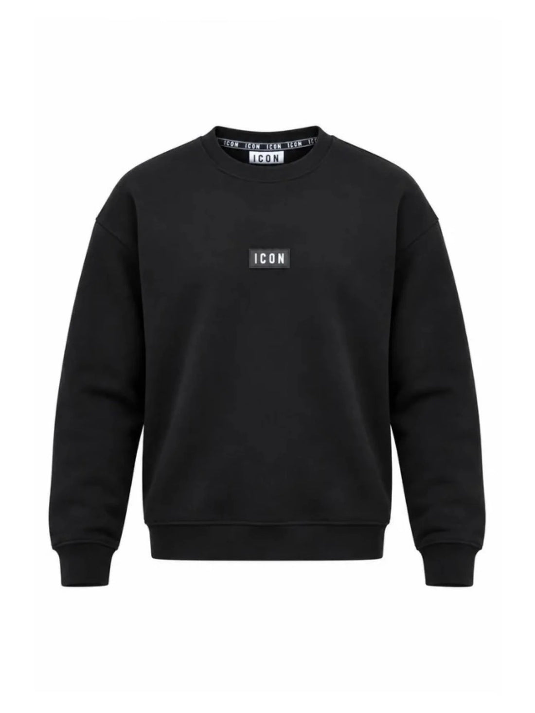 Icon felpa bambino in cotone felpato patch logo nero