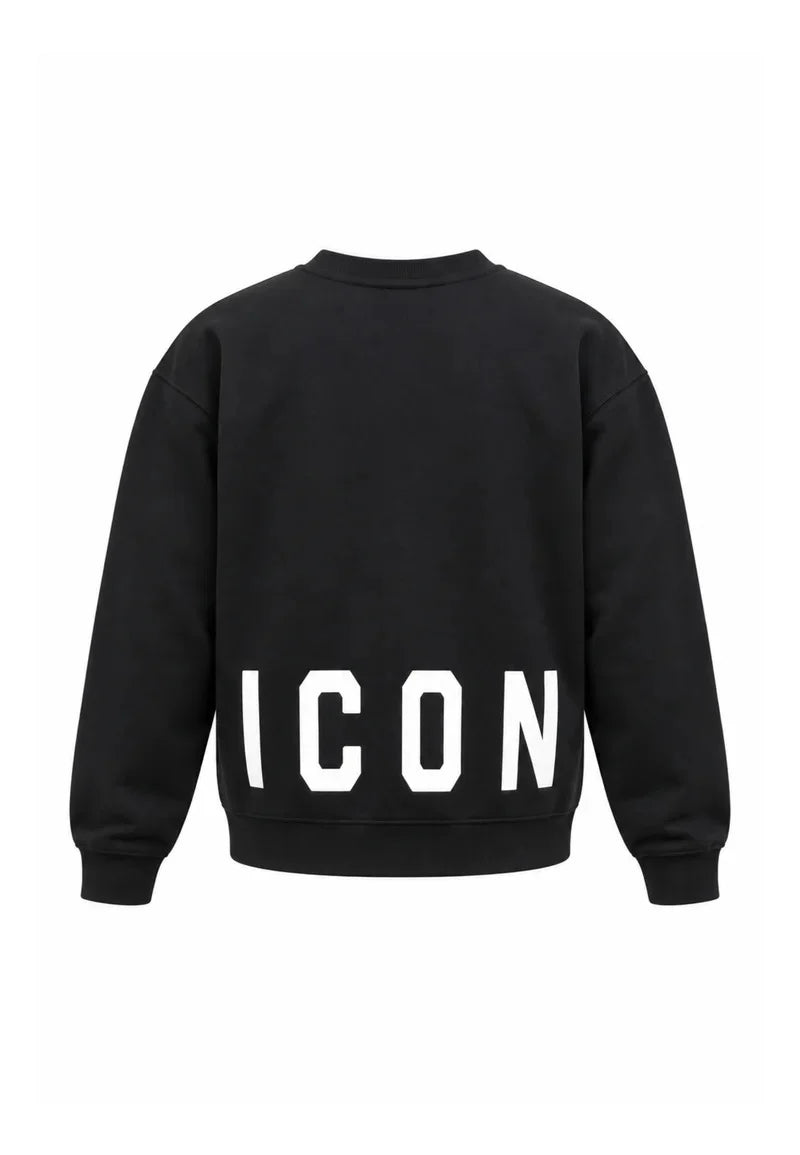 Icon felpa bambino in cotone felpato patch logo nero