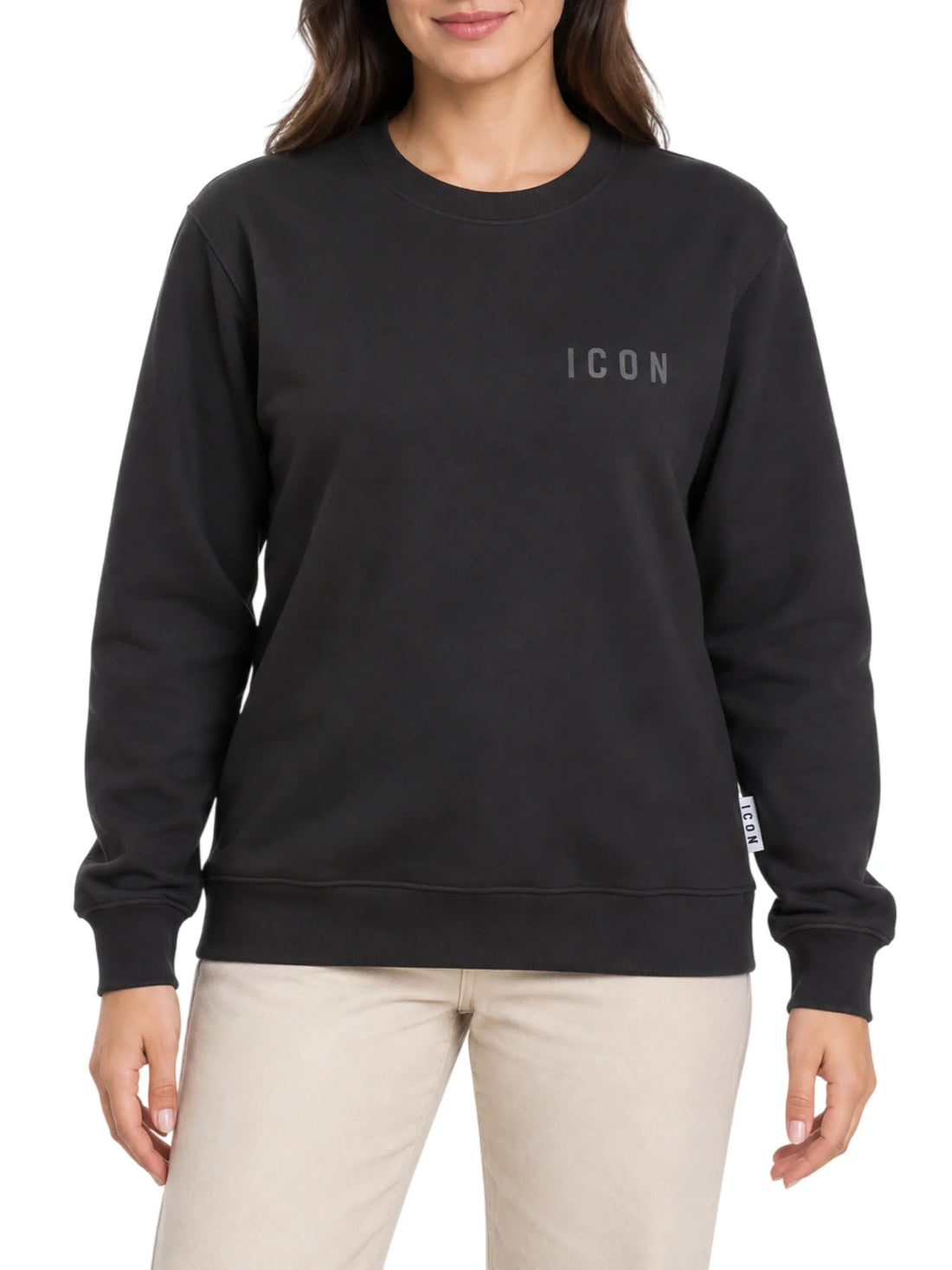 Icon felpa donna con logo glitter nero