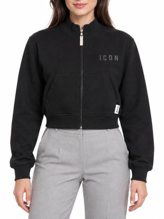 Icon felpa con zip donna logo glitter nero IDPREF003 NERO ICON