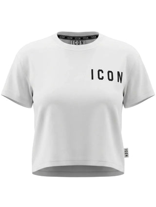 Icon T-shirt crop bambina manica corta panna IGKS001393 1001 ICON