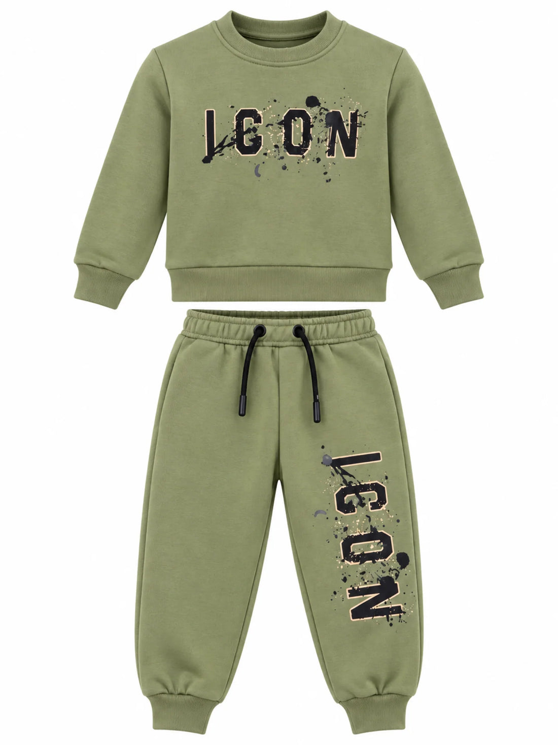 Icon tuta sportiva bambino felpa e pantaloni con logo verde