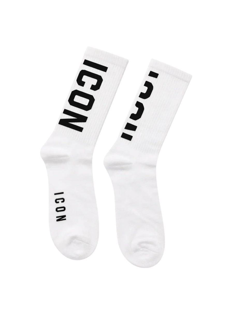 Icon calzini uomo con logo jacquard bianco INC001C BIANCO ICON