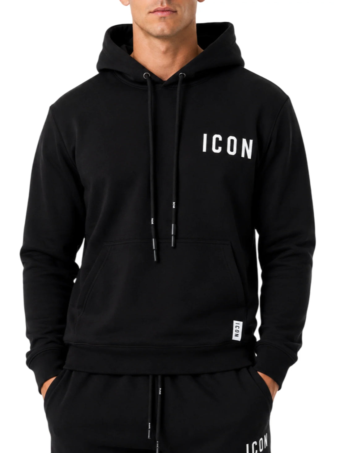 Icon felpa con cappuccio uomo stampa logo nero