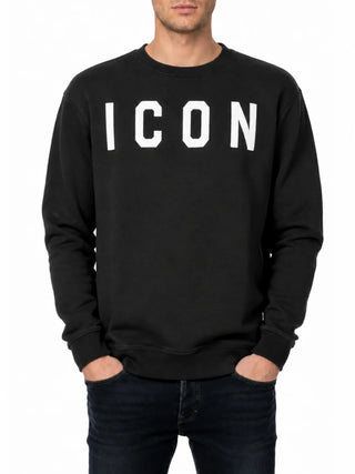 Icon felpa uomo in cotone felpato stampa logo antracite bianco IUF008C PIOMBO ICON