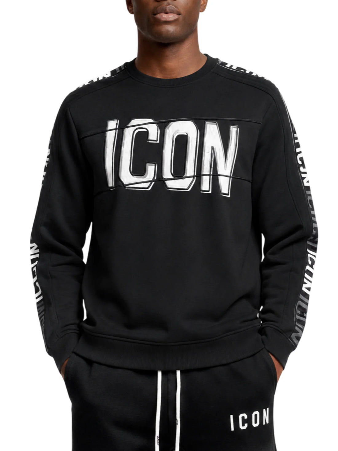 Icon felpa uomo con stampe logo nero