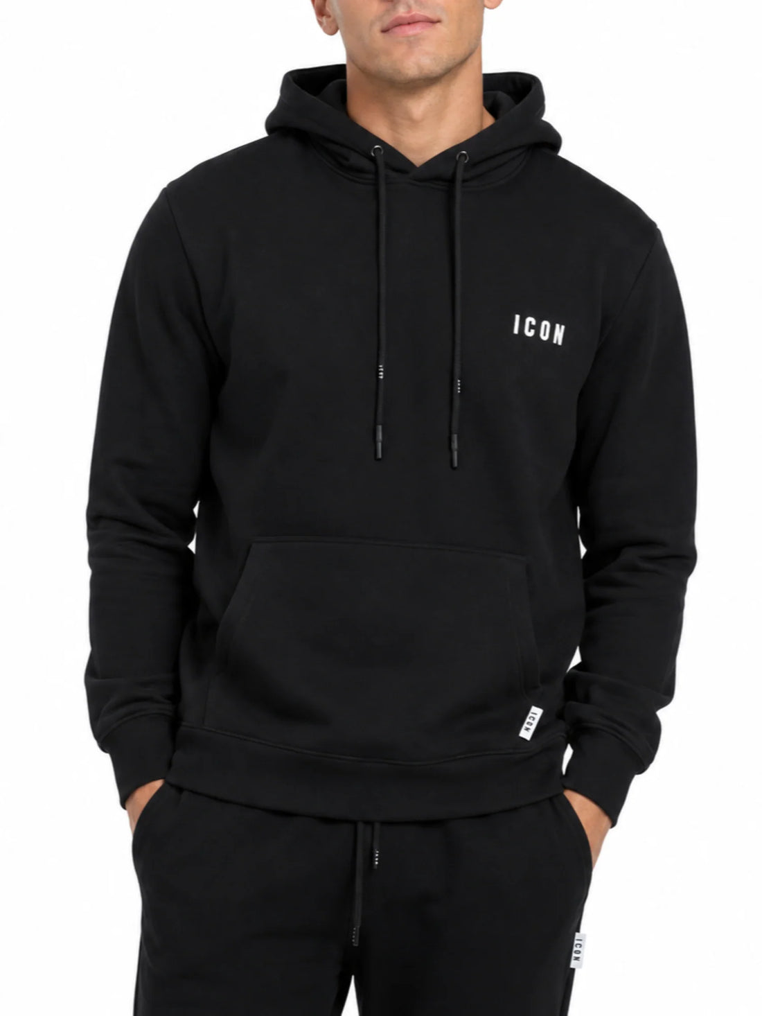 Icon felpa con cappuccio uomo in cotone nero