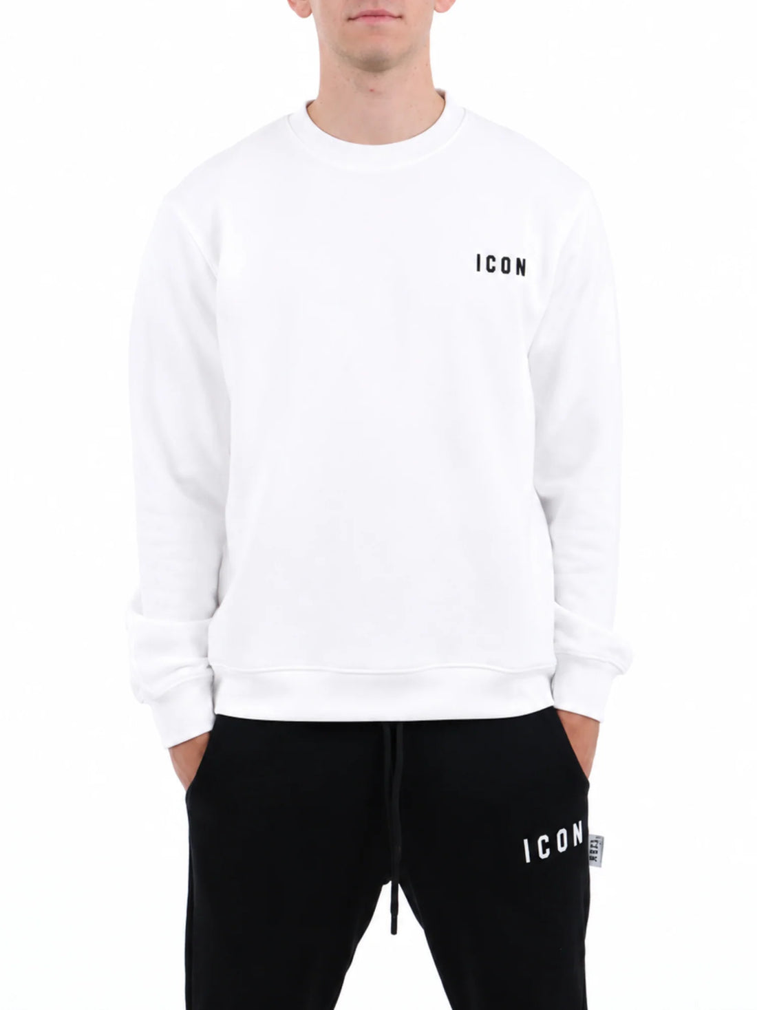 Icon felpa uomo in cotone con logo panna