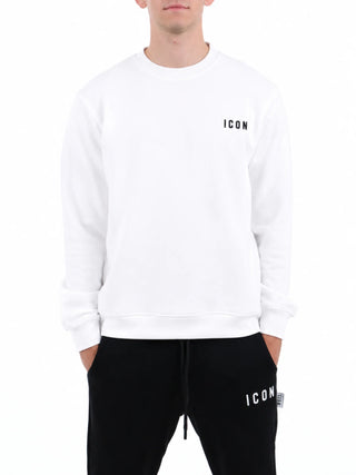 Icon felpa uomo in cotone con logo panna IUPREF007 OFF WHITE ICON