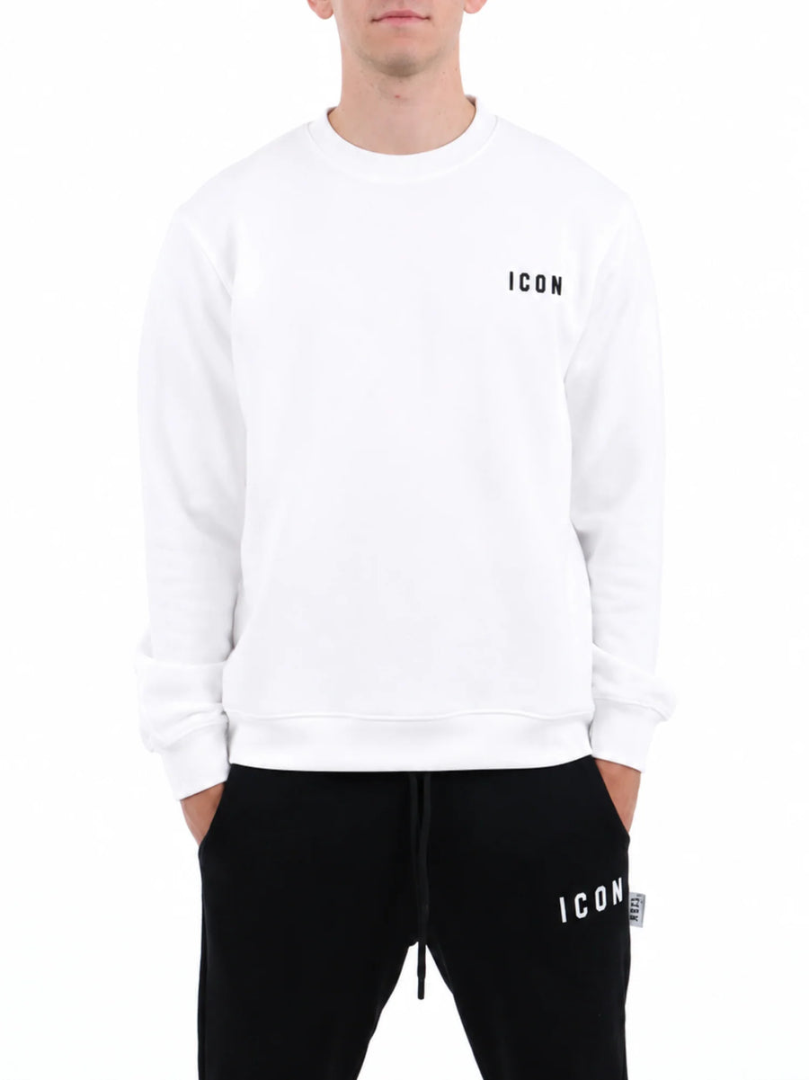 Icon felpa uomo in cotone con logo panna