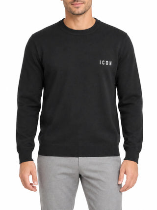 Icon maglia girocollo uomo con logo misto viscosa nero IUPREM003 NERO ICON 