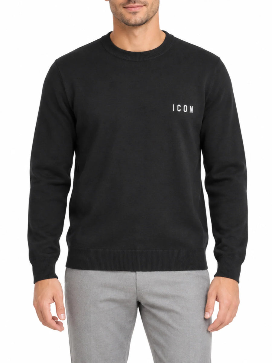 Icon maglia girocollo uomo con logo misto viscosa nero IUPREM003 NERO ICON 