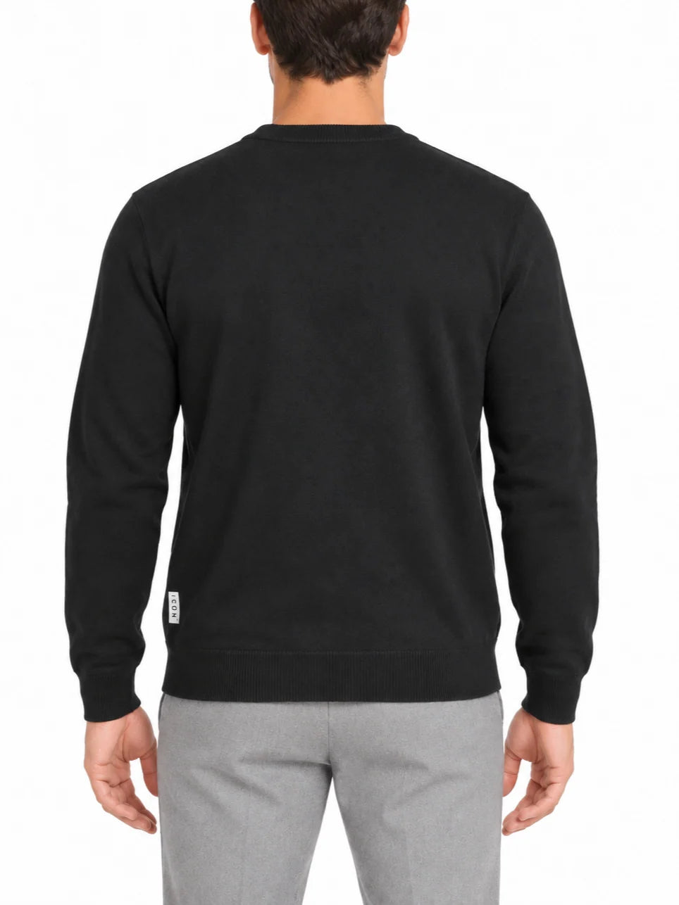 Icon maglia girocollo uomo con logo misto viscosa nero