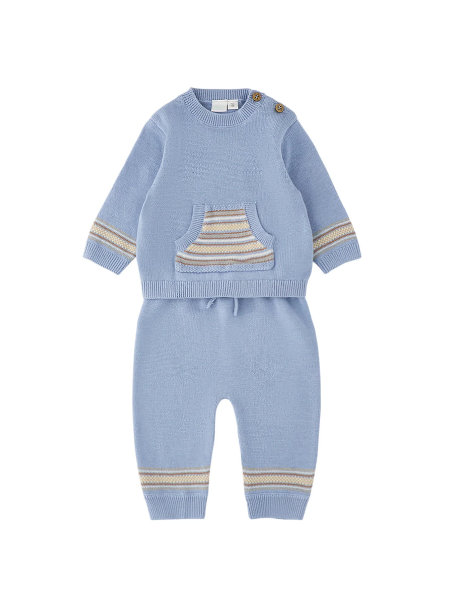 iDo completo neonato maglia e pantaloni celeste
