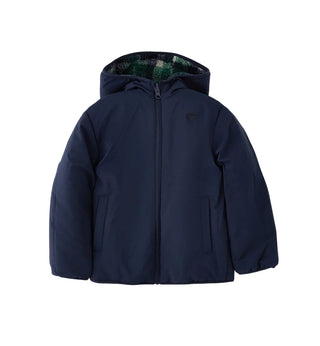 iDo giubbino reversibile bambino in tessuto bouclè e nylon blu verde 4H222 4734 iDO