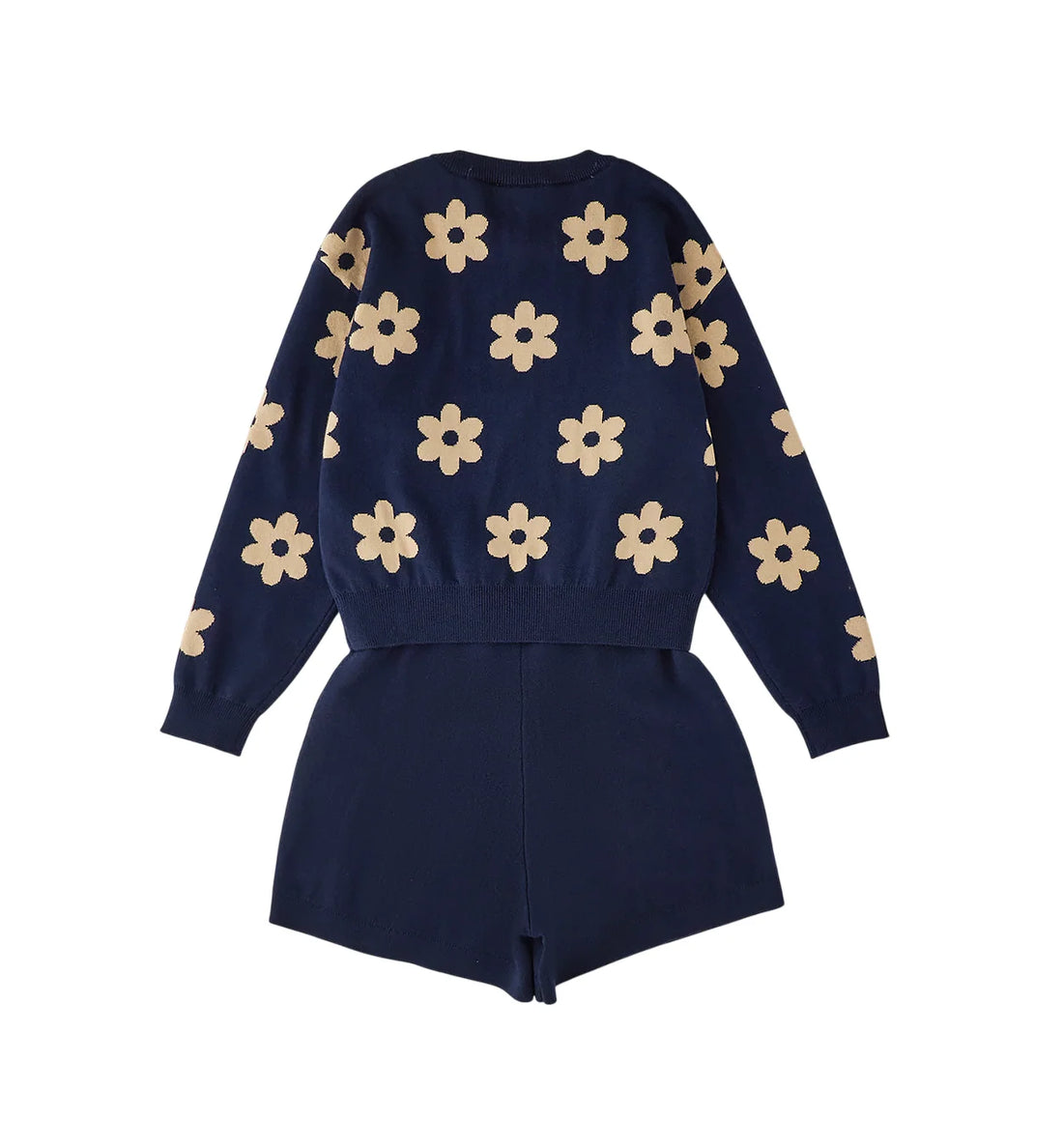 iDo completo neonata in maglia con fiorellini blu