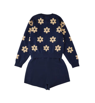 iDo completo neonata in maglia con fiorellini blu 4H311 3885 iDO