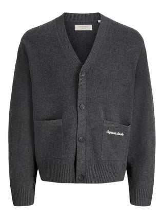 Jack&Jones cardigan uomo con tasche grigio 12282732 DARK GREY MELANGE JACK&JONES