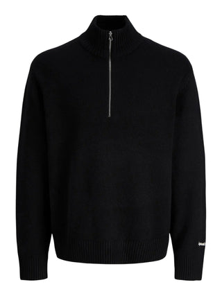 Jack&Jones maglia mezza zip uomo nero 12282749 BLACK JACK&JONES 