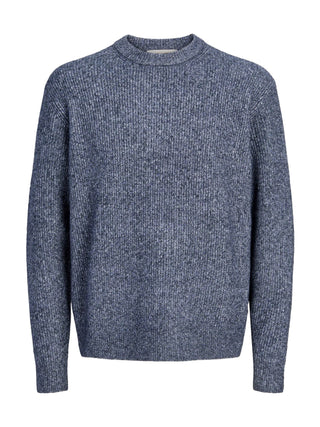 Jack&Jones maglia girocollo uomo misto lana blu melange 12300465 CROW BLUE MELANGE JACK&JONES 