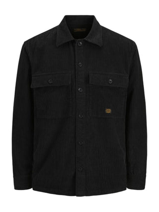 Jack&Jones camicia uomo in ciniglia a costine nero 12301355 BLACK JACK&JONES 