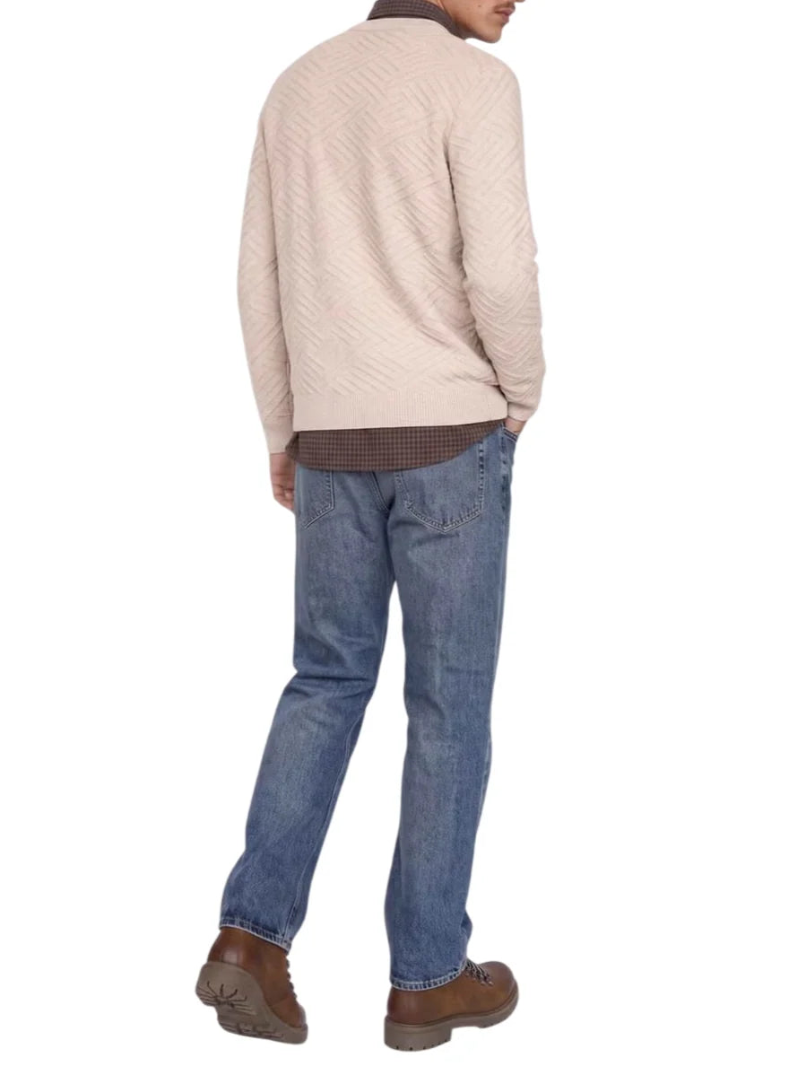jprblacolJack&Jones maglia girocollo uomo trama a rombi panna