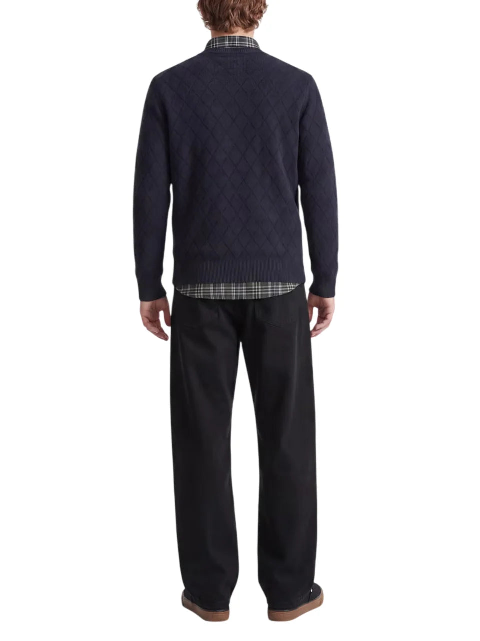 Jack&Jones maglia girocollo uomo trama a rombi blu