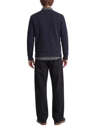Jack&Jones maglia girocollo uomo trama a rombi blu 12301702 NIGHT SKY ARGYLE JACK&JONES