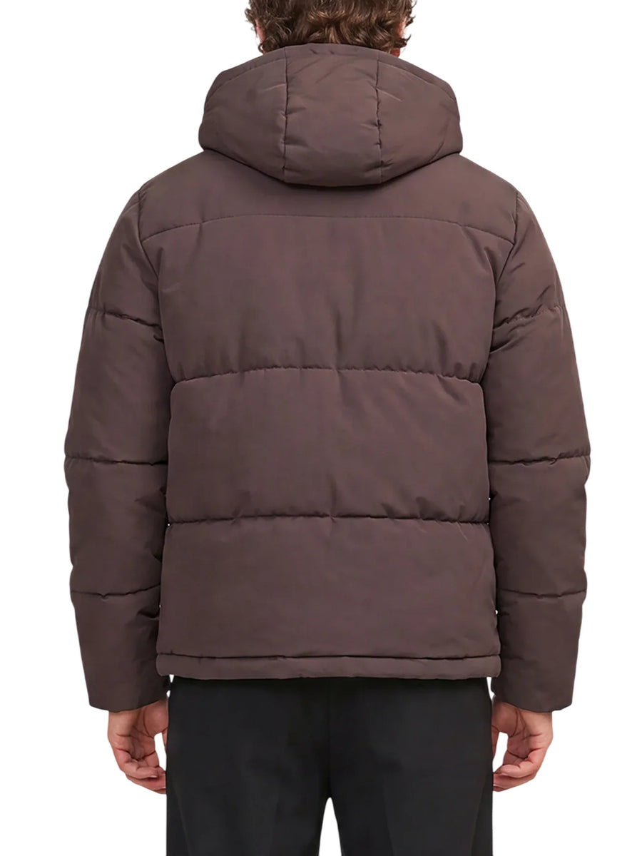 Jack&Jones piumino uomo trapuntato Galaxy con cappuccio marrone 12303930 JAVA JACK&JONES