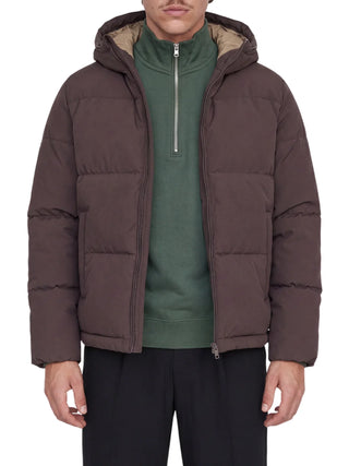 Jack&Jones piumino uomo trapuntato Galaxy con cappuccio marrone 12303930 JAVA JACK&JONES 