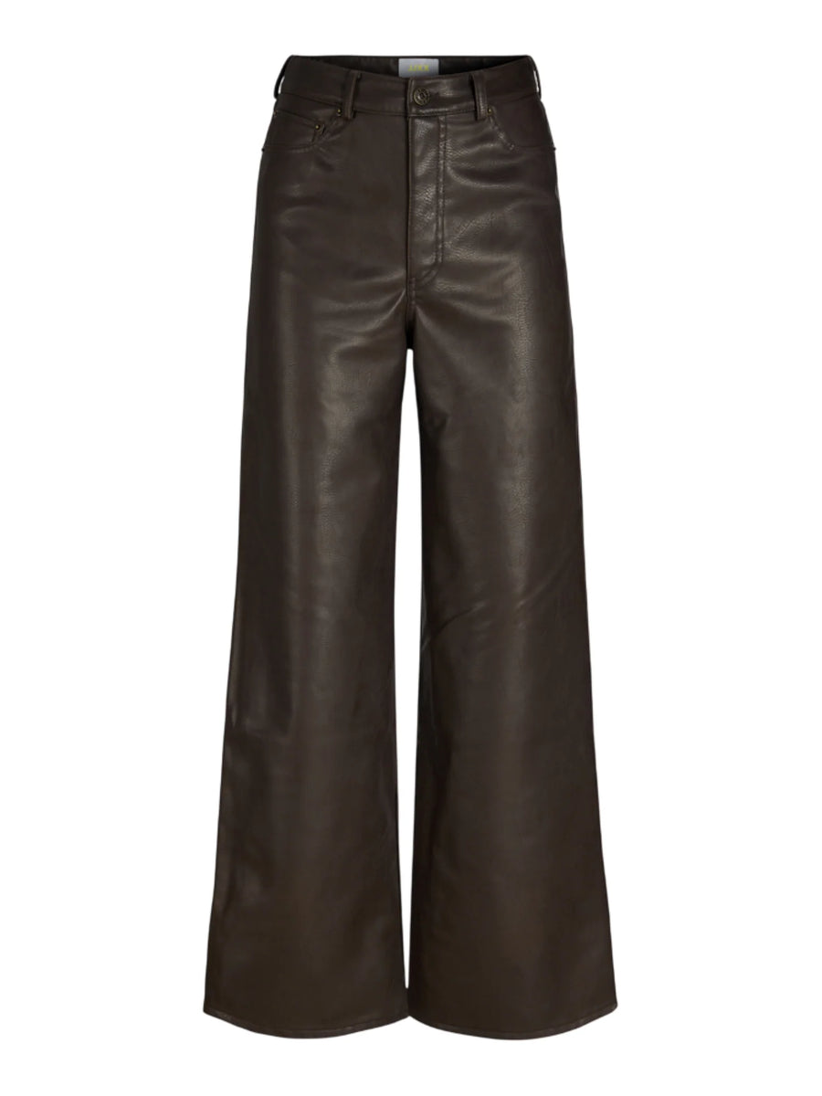 Jjxx pantaloni donna in ecopelle martellata marrone 12298842 DEMITASSE WASHED JJXX 