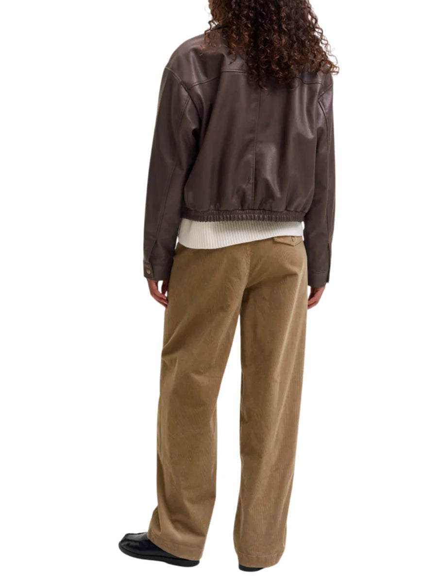 Jjxx giubbino donna in ecopelle martellata marrone moro