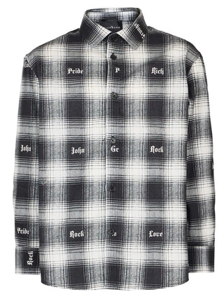 John Richmond camicia bambino in fantasia a quadri con logo nero bianco RBA26106CA BLACK/WHITE John RICHMOND