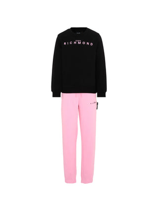 John Richmond tuta sportiva bambino felpa e pantaloni nero rosa RGA26019CF BLACK John RICHMOND 