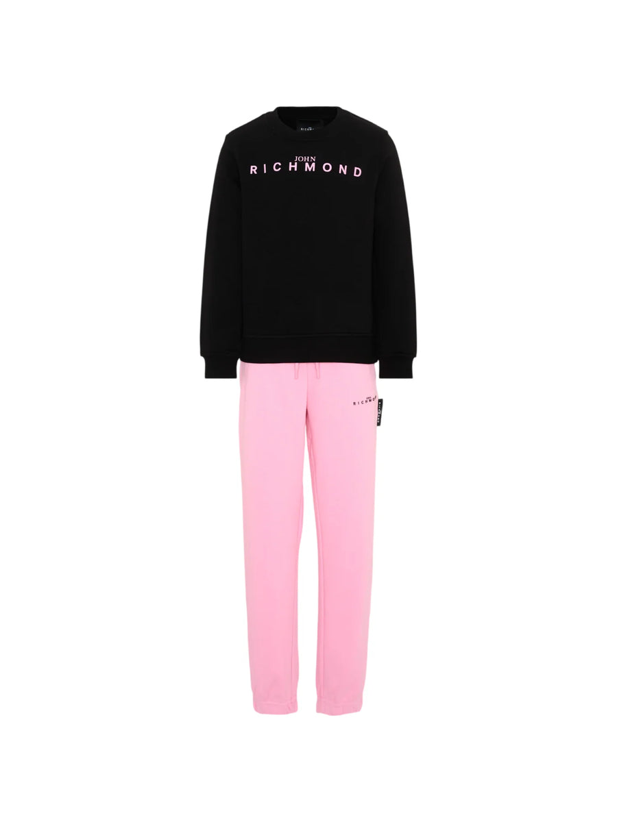 John Richmond tuta sportiva bambino felpa e pantaloni nero rosa RGA26019CF BLACK John RICHMOND 