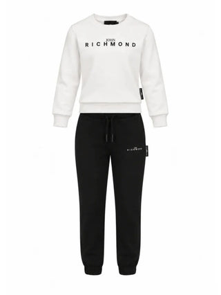 John Richmond tuta sportiva bambino felpa e pantaloni bianco nero RGA26019CF WHITE John RICHMOND