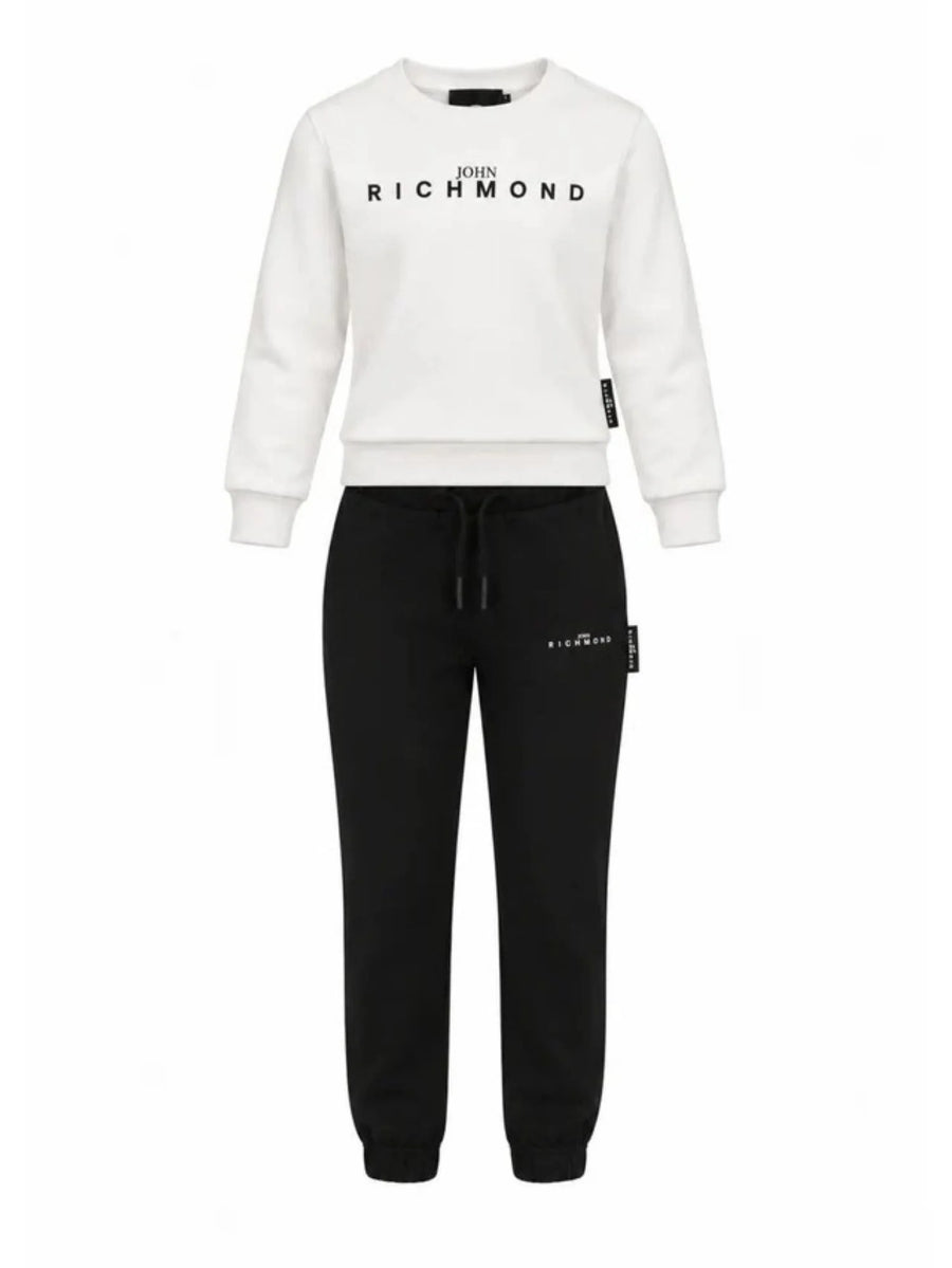 John Richmond tuta sportiva bambino felpa e pantaloni bianco nero RGA26019CF WHITE John RICHMOND