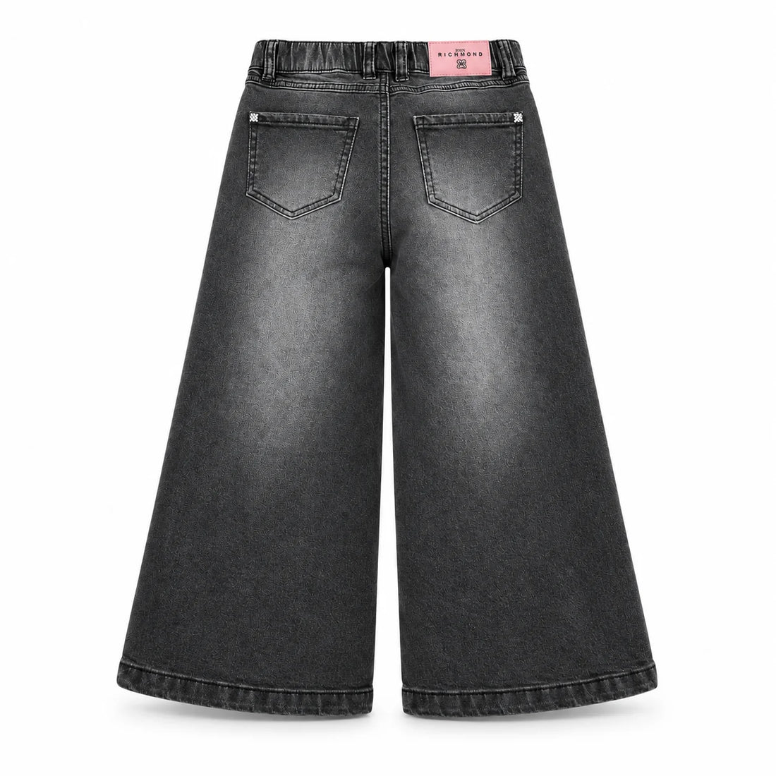 John Richmond jeans wide leg bambina Kodinar in denim stretch nero