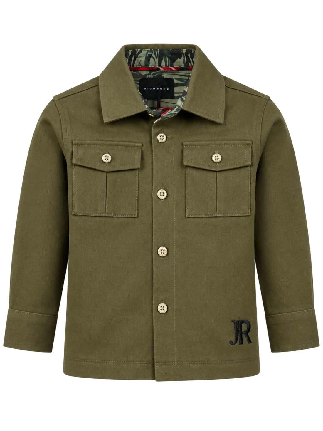 John Richmond camicia neonato con tasconi verde militare