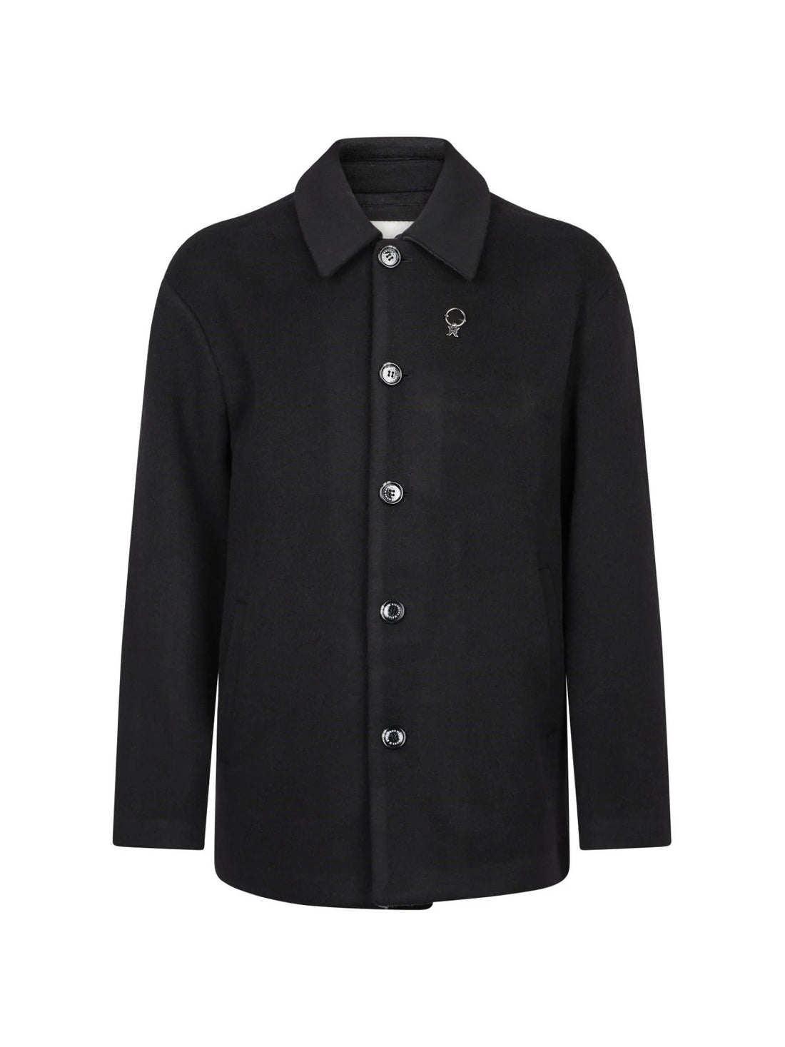 John Richmond cappotto uomo in panno misto lana nero