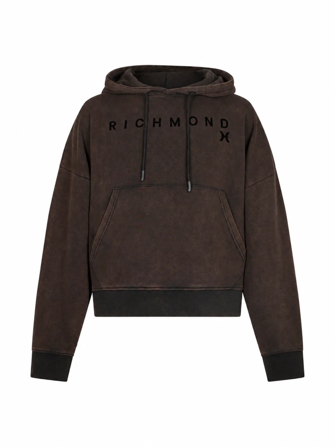 John Richmond felpa uomo con cappuccio effetto stonewashed marrone
