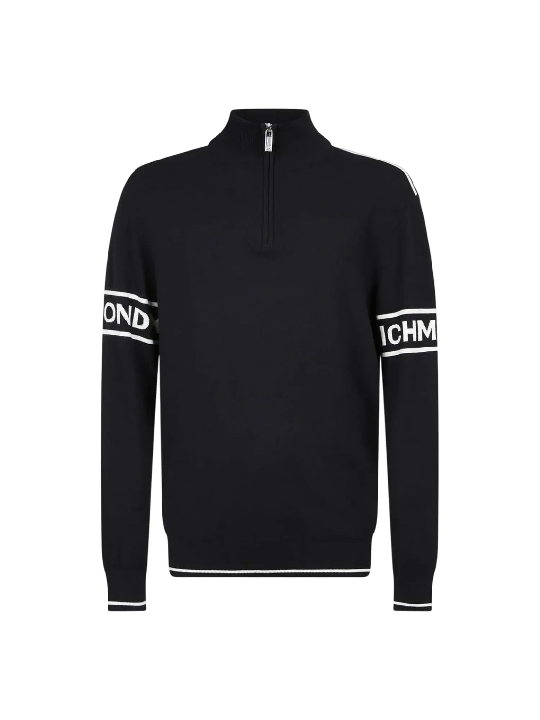 John Richmond maglia con mezza zip uomo logo jacquard nero
