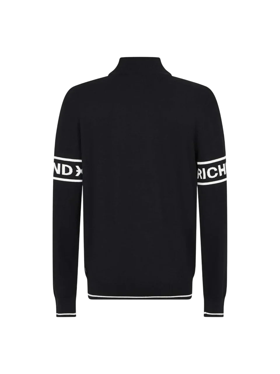 John Richmond maglia con mezza zip uomo logo jacquard nero