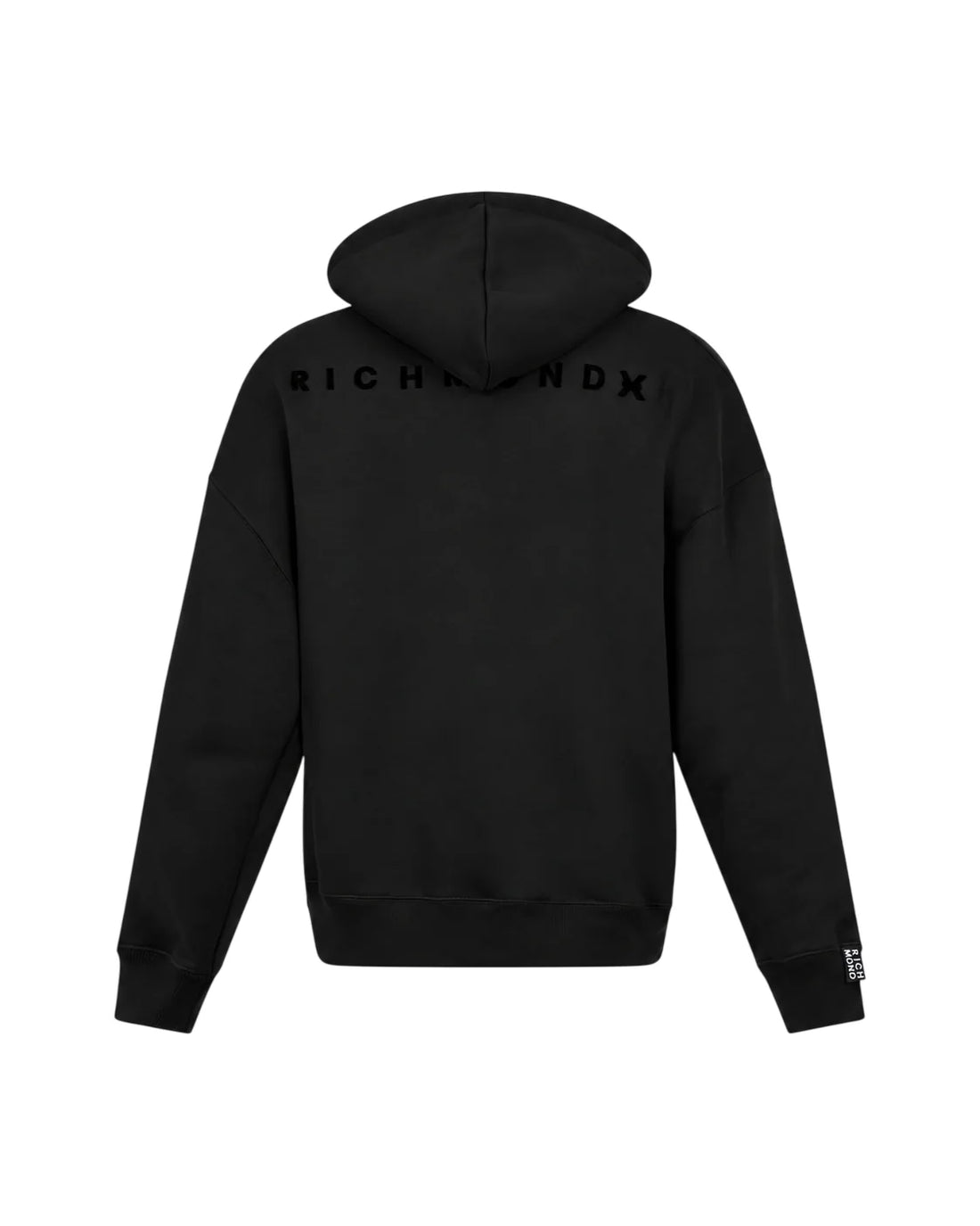 John Richmond felpa con cappuccio uomo con logo flock nero