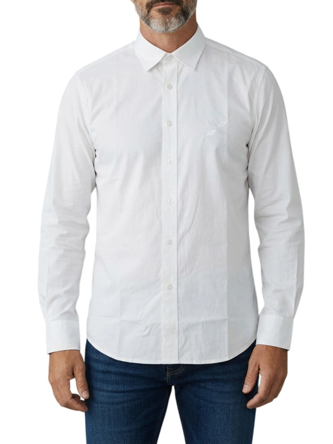 John Richmond camicia uomo manica lunga con logo bianco